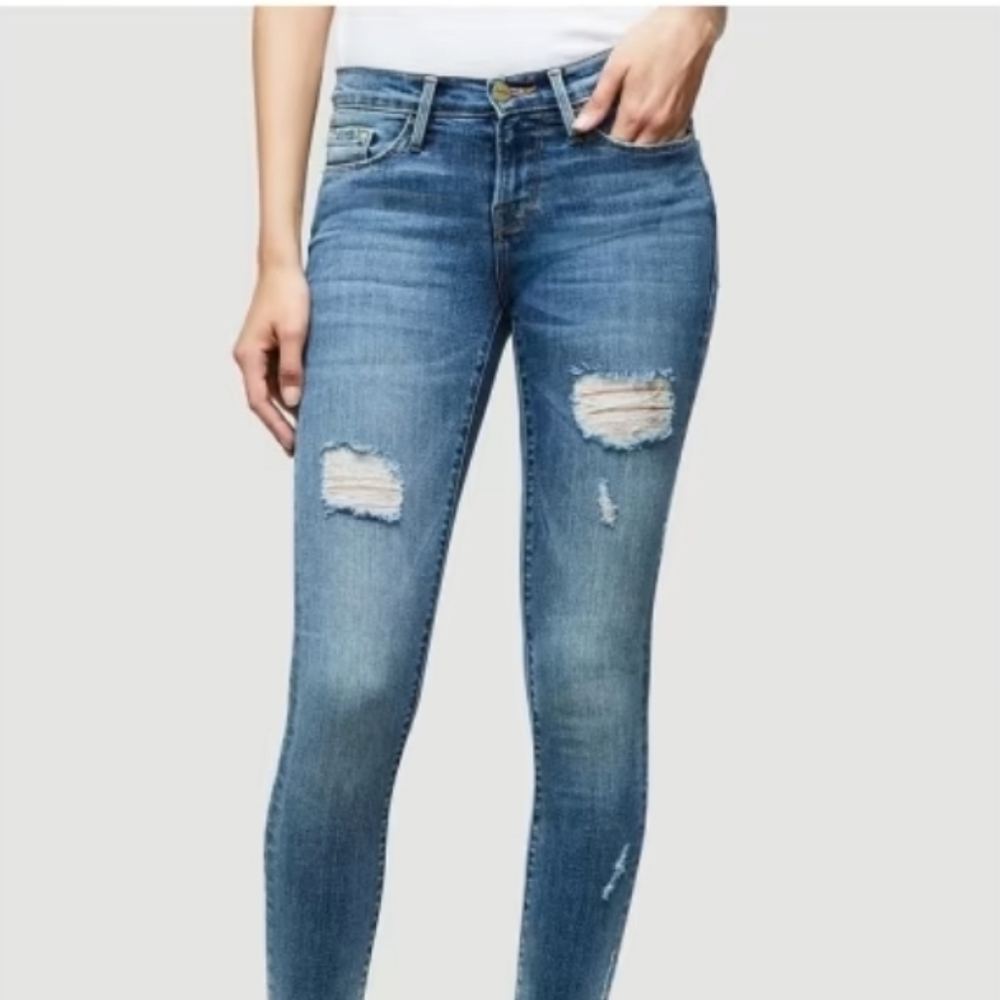 ☃️Frame Denim Le Skinny De Jeanne Raw-Edge Jeans in Sedgwick